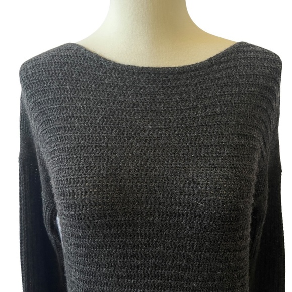 THEORY SWEATER S 100% CASHMERE SCOOP NECK RIBBED CLASSIC COZY CHIC PREPPY GRAY - Picture 3 of 12